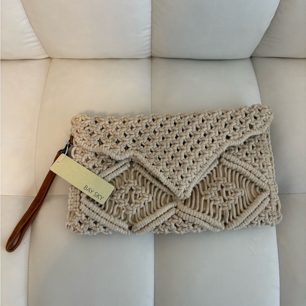 NWT Bay Sky Macramé Clutch Summer Bag Wristlet